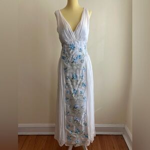 Vintage blue and white floral gown